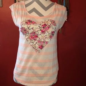 Rue21 Striped Heart Top